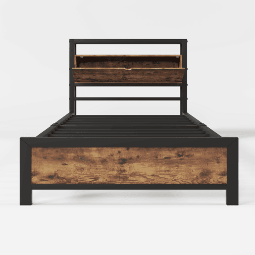 Cama de solteiro de metal 90x200cm,natural