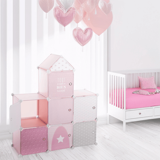 WELL HOME - Castelo de coluna de arrumação rosa 95,5x32x109cm