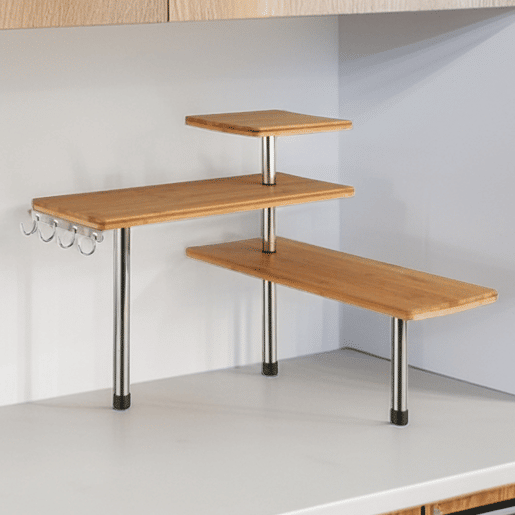 WELL HOME - Prateleira de canto em bambu para cozinha, compacta e elegante 45x43x38,5cm