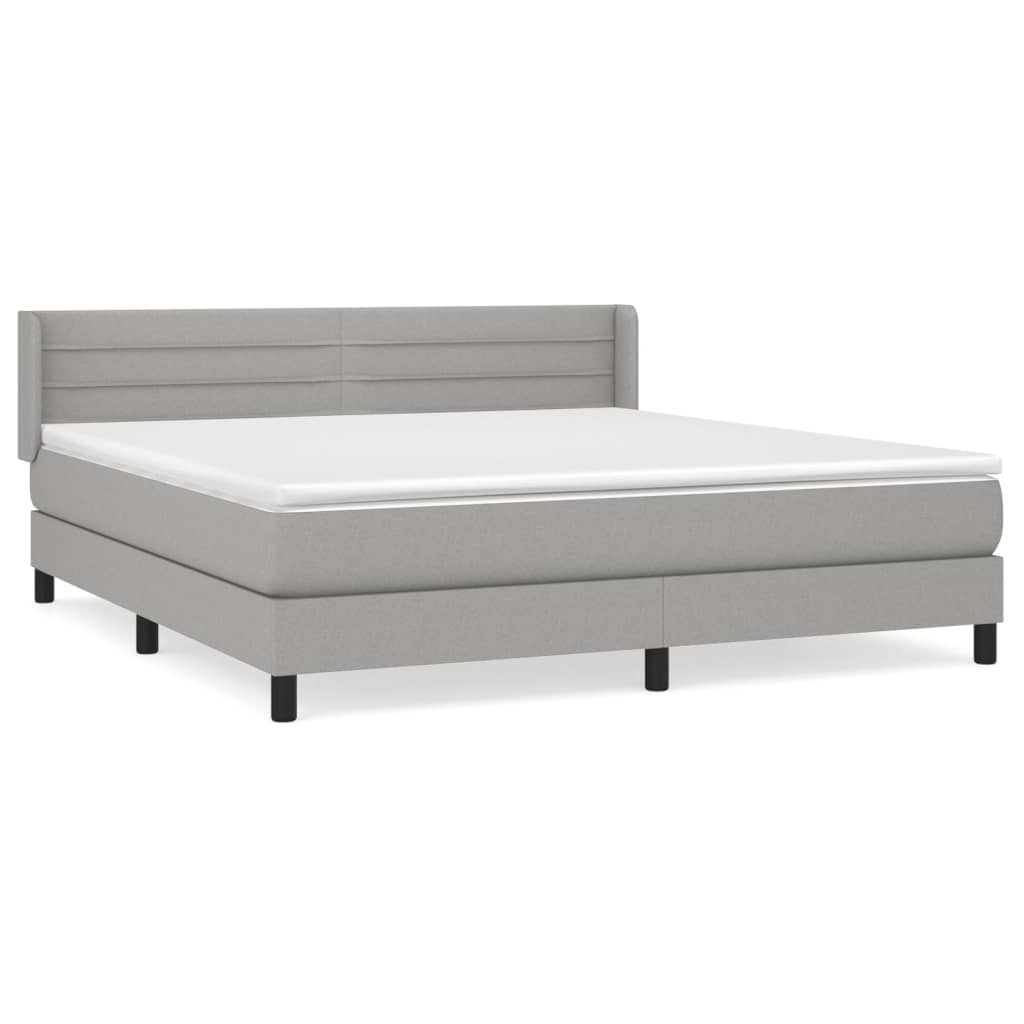 cama box spring con colchon tela gris claro 180x200 cm rayas horizontales