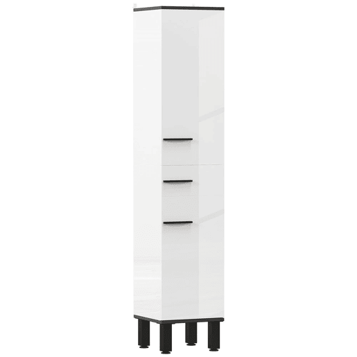 HOMCOM Coluna de Casa de Banho Armário Alto com Gaveta, 2 Portas e Prateleiras Ajustáveis, Móvel Auxiliar Moderno com Sistema Anti-tombamento 34x32x170 cm Branco