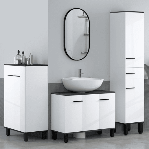 HOMCOM Coluna de Casa de Banho Armário Alto com Gaveta, 2 Portas e Prateleiras Ajustáveis, Móvel Auxiliar Moderno com Sistema Anti-tombamento 34x32x170 cm Branco