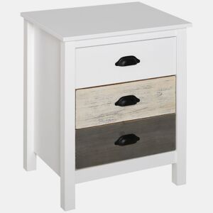 HOMCOM Mesa de Cabeceira Moderna Mesa de Cabeceira com 3 Gavetas Mesa de Cabeceira para Dormitório Sala de Estar 50x38x65 cm Branco