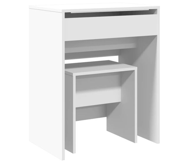 Vidaxl tocador con taburete blanco 60x40x113,5 cm