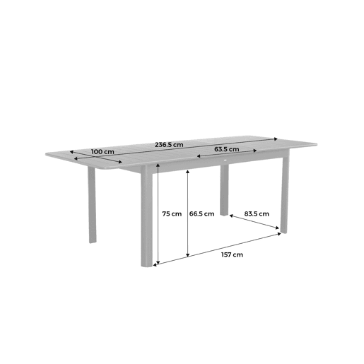 Mesa de jardim extensível em alumínio, 8 lugares, Seattle, Beige, 236.5x100x75 cm