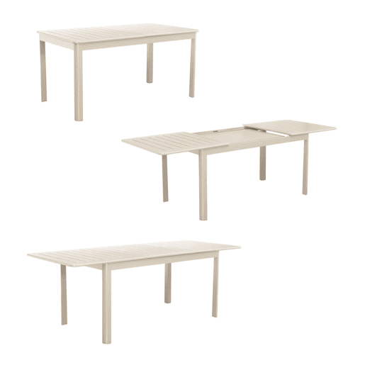 Mesa de jardim extensível em alumínio, 8 lugares, Seattle, Beige, 236.5x100x75 cm