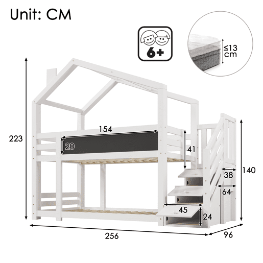 Beliche,cama-casa de panel de partÃculas 90x200cm,branco Beliche,cama-casa de panel de partÃculas 90x200cm,branco