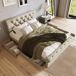 Cama de matrimonio de lino con 4 cajones Cama de matrimonio de lino con 4 cajones Natural