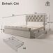 Cama de matrimonio de lino con 4 cajones Cama de matrimonio de lino con 4 cajones Natural