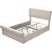Cama de matrimonio de lino con 4 cajones Cama de matrimonio de lino con 4 cajones Natural