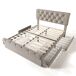 Cama de matrimonio de lino con 4 cajones Cama de matrimonio de lino con 4 cajones Natural