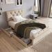 Cama individual de lino con 2 cajones Cama individual de lino con 2 cajones Natural