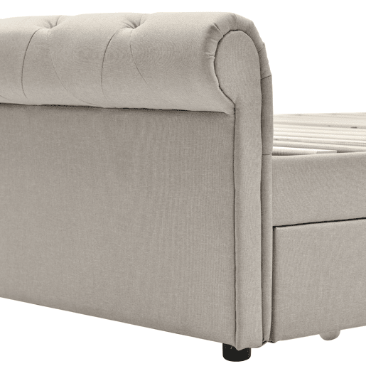 Cama de solteiro de linho 90x200cm com 2 gavetas,natural