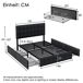 Cama de matrimonio de lino con 4 cajónes 151x210 Cama de matrimonio de lino con 4 cajónes 151x210 Negro