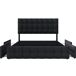 Cama de matrimonio de lino con 4 cajónes 151x210 Cama de matrimonio de lino con 4 cajónes 151x210 Negro