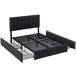 Cama de matrimonio de lino con 4 cajónes 151x210 Cama de matrimonio de lino con 4 cajónes 151x210 Negro