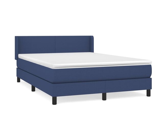 Cama box spring con colchón tela azul 140x200 cm diseño plano