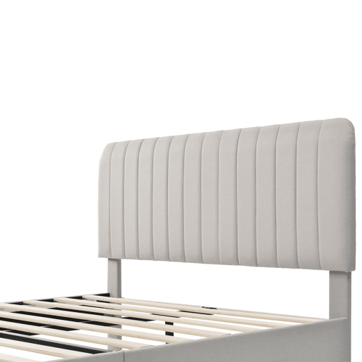 Cama de casal de linho 160x200cm,bege+cinzento