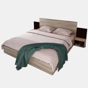Cama de casal de madeira maciça 160x200cm,madeira+preto