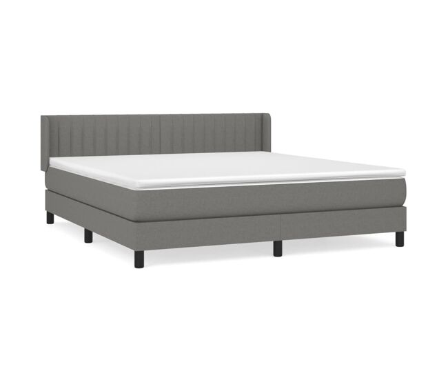 Cama box spring con colchón tela gris oscuro 180x200 cm rayas verticales