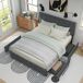 Cama de matrimonio de lino con 4 cajónes 151x210 Cama de matrimonio de lino con 4 cajónes 151x210 Gris