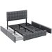 Cama de matrimonio de lino con 4 cajónes 151x210 Cama de matrimonio de lino con 4 cajónes 151x210 Gris