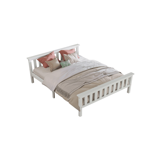 Cama de casal de madera de pino 140x200cm,branco