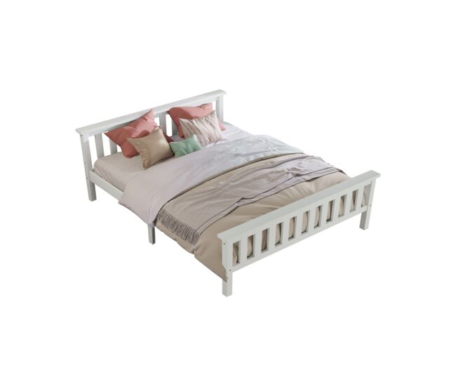 Cama de matrimonio de madera de pino 140x200cm,blanco