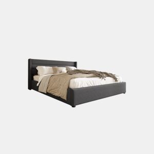 Cama de casal de linho 140x200cm com armazenamento,cinzento
