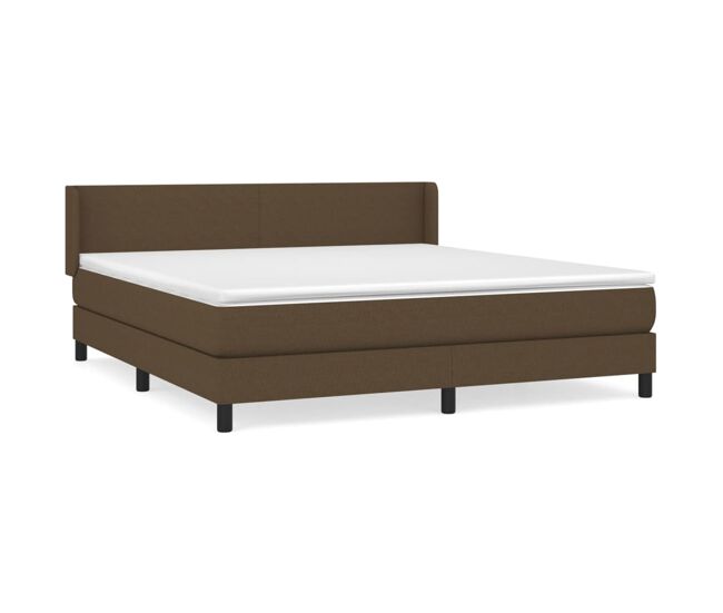 Cama box spring con colchón tela marrón oscuro 180x200 cm diseño plano