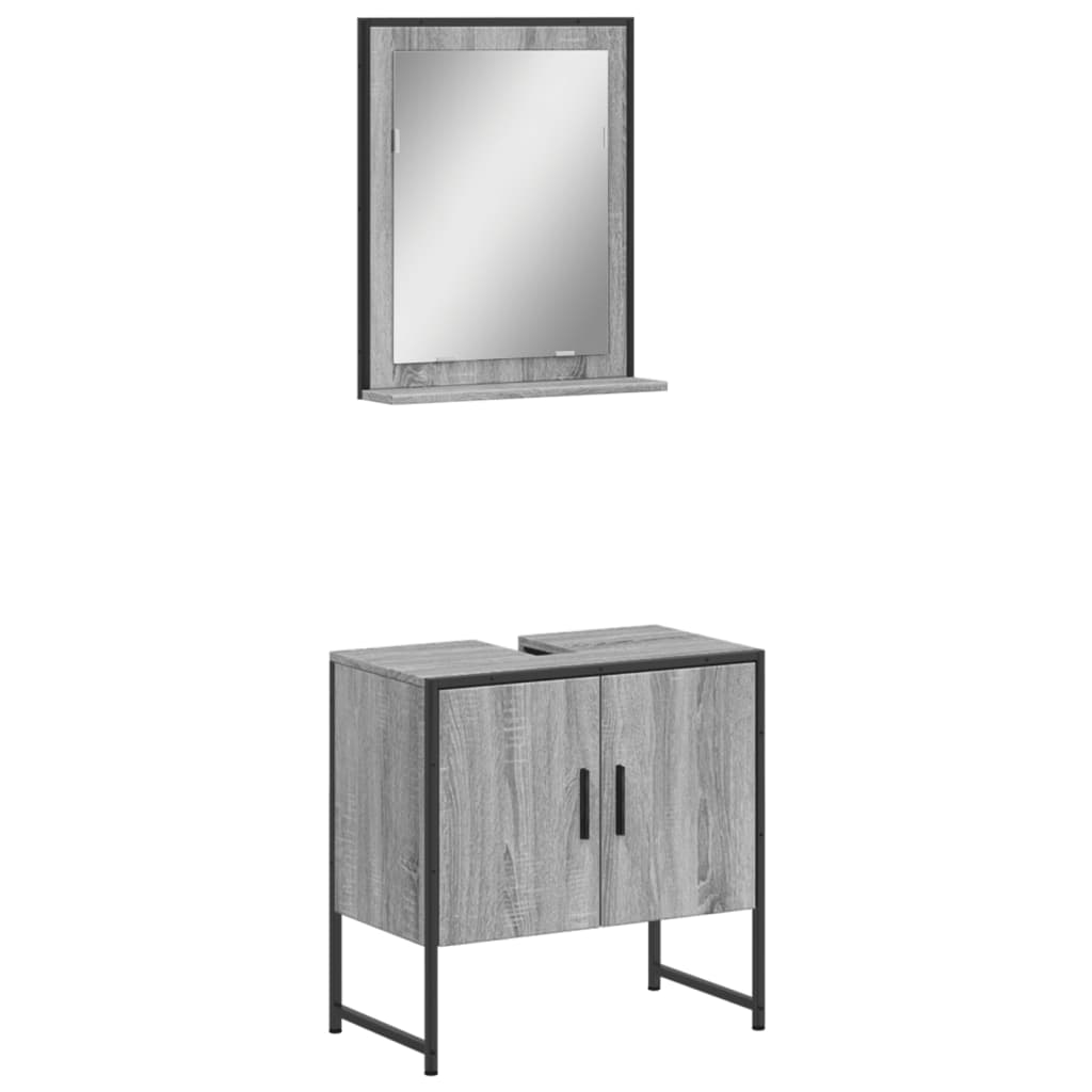 Vidaxl set de muebles de baño 2 pzas madera de ingeniería gris sonoma
