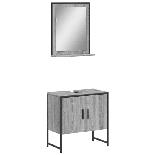 vidaXL 2 pcs conj. móveis casa de banho derivados madeira cinza sonoma vidaXL 2 pcs conj. móveis casa de banho derivados madeira cinza sonoma