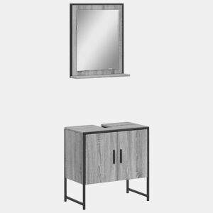 vidaXL 2 pcs conj. móveis casa de banho derivados madeira cinza sonoma