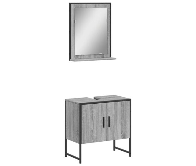 Vidaxl set de muebles de baño 2 pzas madera de ingeniería gris sonoma