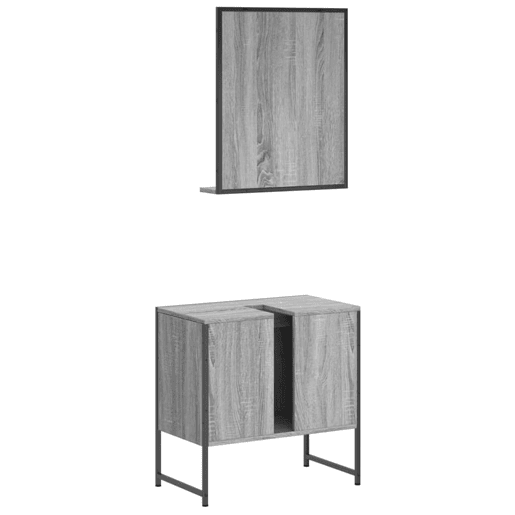 vidaXL 2 pcs conj. móveis casa de banho derivados madeira cinza sonoma vidaXL 2 pcs conj. móveis casa de banho derivados madeira cinza sonoma