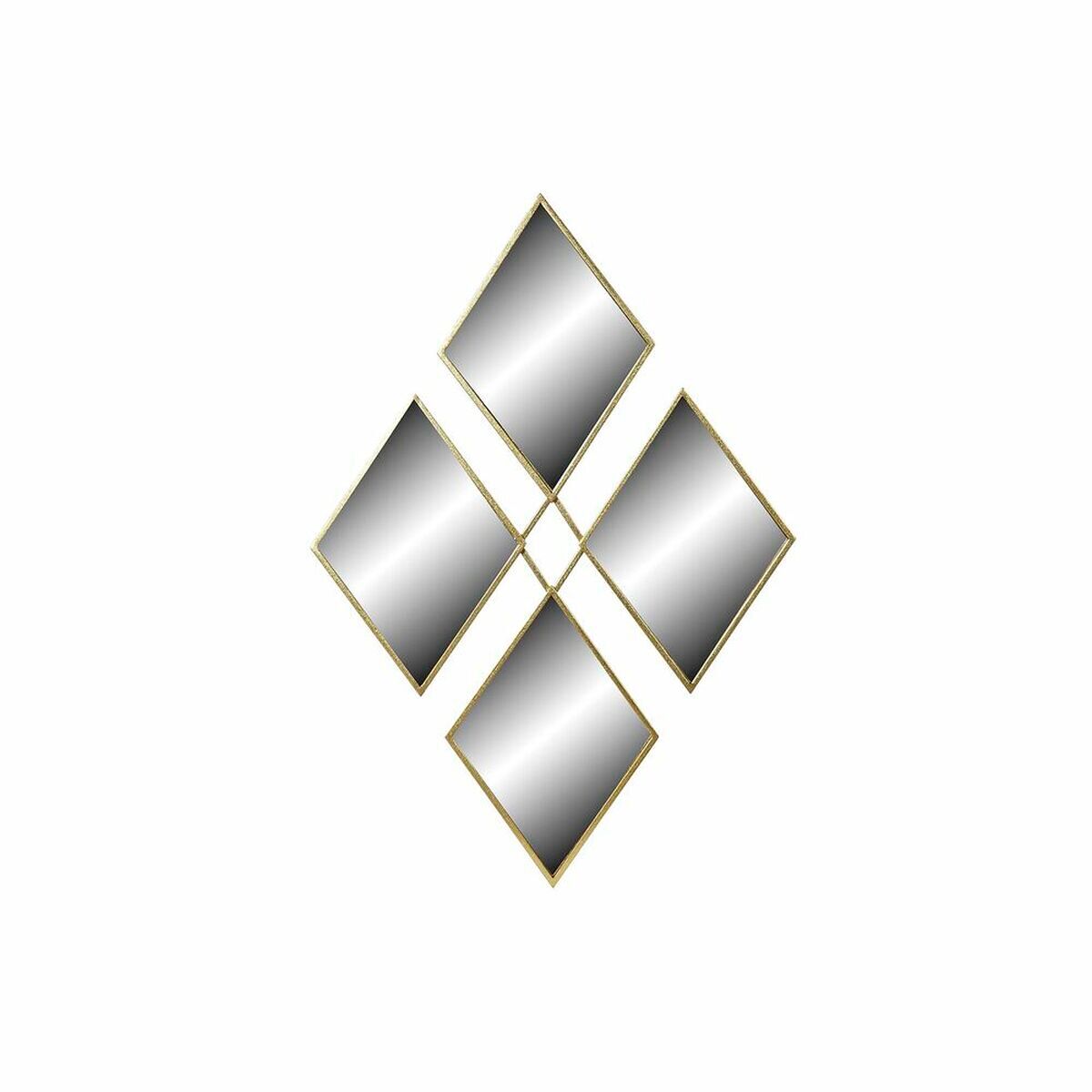 Espejo de pared dkd home decor espejo dorado metal rombos (63 x 2 x 90 cm)