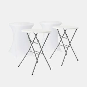Mesa de pé dobrável com cobertura de proteção, set de 2, Gala + cobertura x2, Branco, 81x81x110 cm