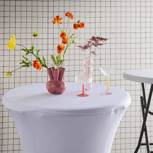 Mesa de pé dobrável com cobertura de proteção, set de 2, Gala + cobertura x2, Branco, 81x81x110 cm