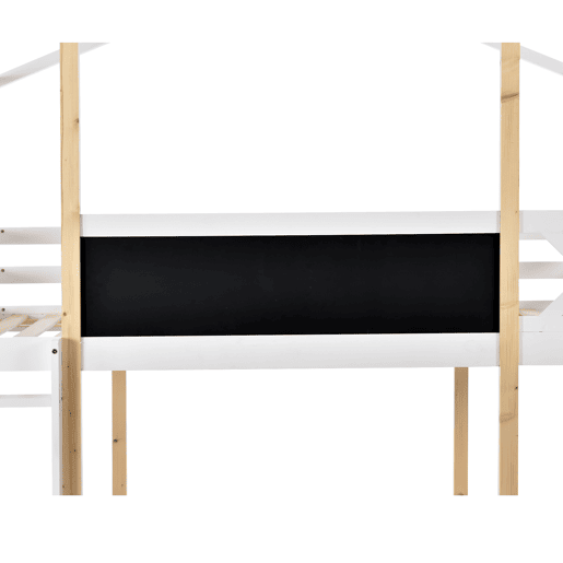 Beliche,cama-casa de madeira maciça 90x200cm,branco+natural