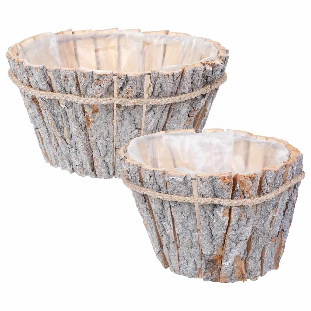 Set 2 cestos de madera marrones
