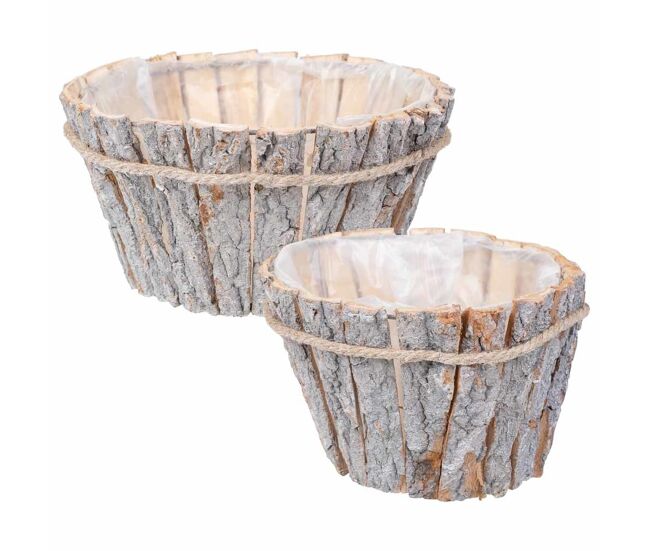 Set 2 cestos de madera marrones