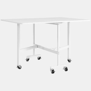 HOMCOM Mesa Dobrável de Cozinha para 4-6 Pessoas Mesa de Sala de Jantar Dobrável com Rodas e Laterais Dobráveis Mesa para Cozinha 120x80x73 cm Branco