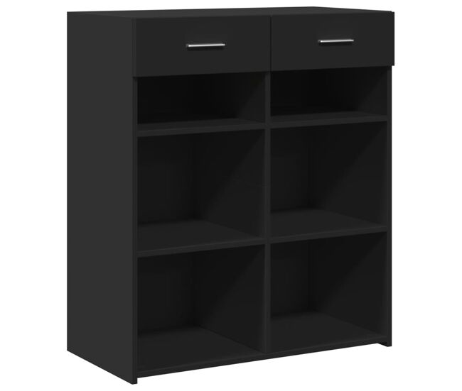 Vidaxl aparador de madera de ingeniería negro 80x42,5x93 cm