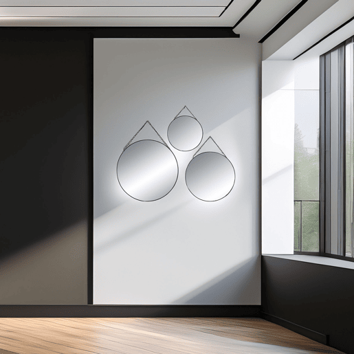 WELL HOME - Conjunto de 3 espelhos decorativos redondos de metal Ø20Ø24Ø29cm