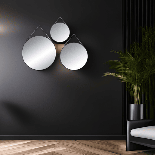 WELL HOME - Conjunto de 3 espelhos decorativos redondos de metal Ø20Ø24Ø29cm