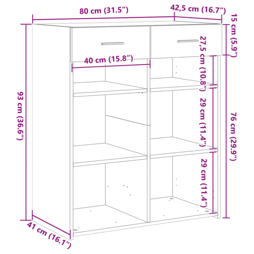 vidaXL Aparador 80x42,5x93 cm derivados de madeira branco