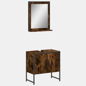 vidaXL 2 pcs conj. móveis casa banho derivados madeira carvalho fumado