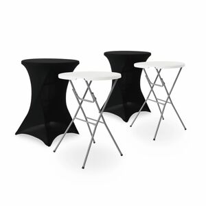 Mesa de pé dobrável com cobertura de proteção, set de 2, Gala + cobertura x2, Preto, 81x81x110 cm