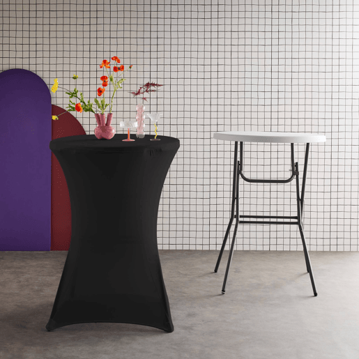 Mesa de pé dobrável com cobertura de proteção, set de 2, Gala + cobertura x2, Preto, 81x81x110 cm