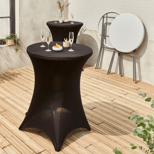 Mesa de pé dobrável com cobertura de proteção, set de 2, Gala + cobertura x2, Preto, 81x81x110 cm